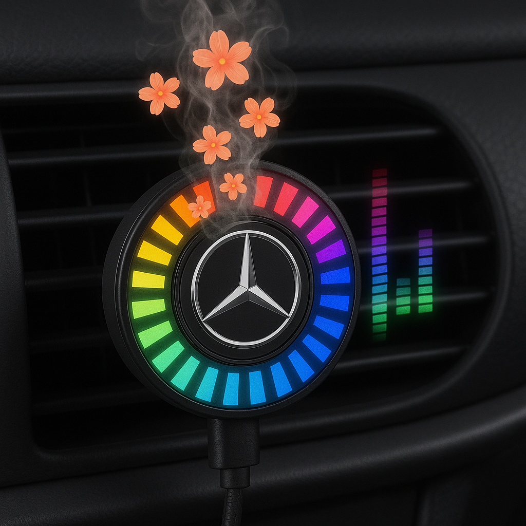 Musikalsk rytme-LED-bilbelysning med logo (med aromadiffusor)